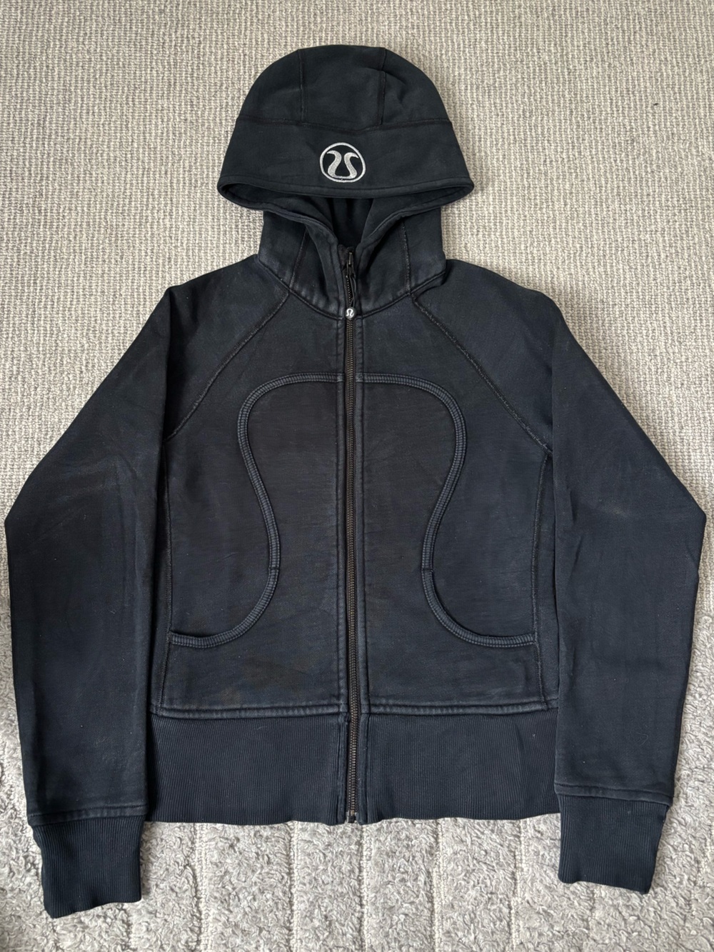 Lululemon Black Scuba Full-Zip Hoodie - Size 2 (Estimated) - Classic Logo